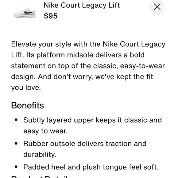 Nike Women’s Court Legacy Lift Sneakers New in Box White/Black/Hemp Team Orange - Picture 4 of 7